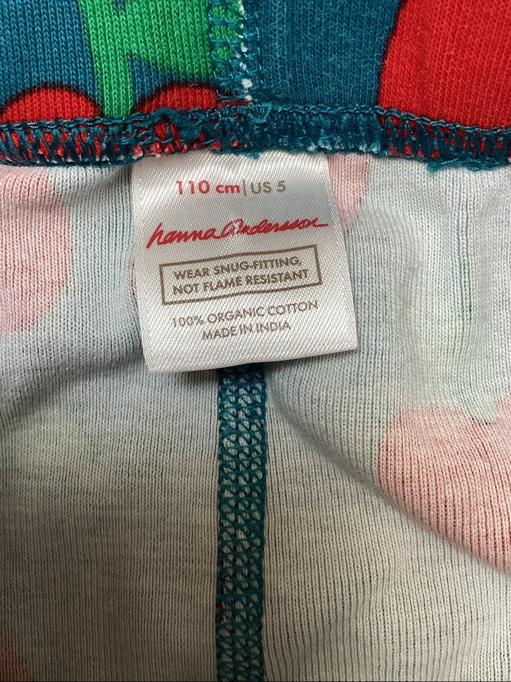 Hanna Andersson apple print long john pajama set size 5